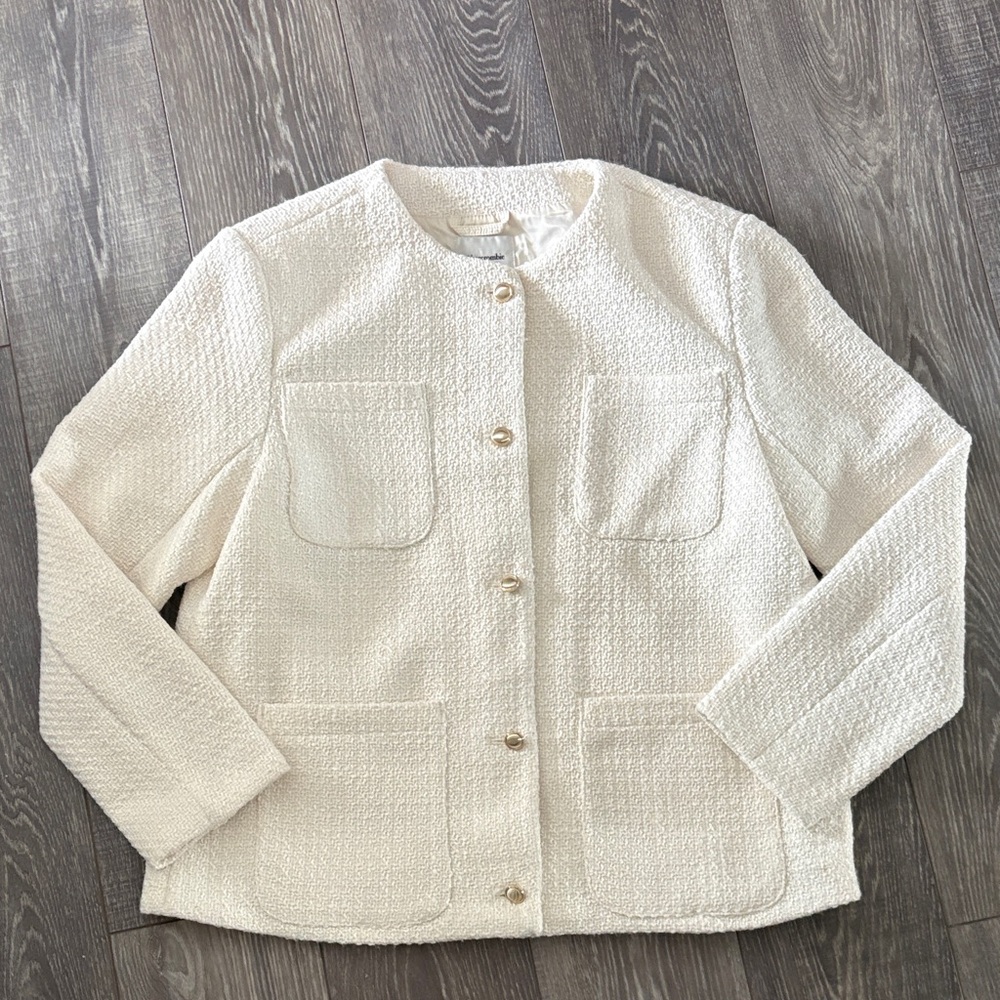 Abercrombie & Fitch Elegant White Textured Women's Jacket